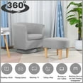 thumbnail image 2 of Dazone Modern Wood Linen Fabric Sponge Solid Print Swivel Armchair with Footstool, Gray, 2 of 6