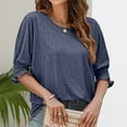 thumbnail image 3 of Blouses for women Casual Color Round Neck Short Sleeve Tops Blouses Blouses for Women Fashion, 3 of 5