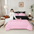 thumbnail image 4 of Castle Fairy Teenagers Pink Bowknot Letter Monogrammed S Bedding Comforter Set 2pcs,White Polka Dots Twin Comforter Sets Microfiber,Retro Vintage Aesthetic Breathable Bedding Set, 4 of 8