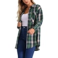 thumbnail image 3 of INSPIRE CHIC Women's Vintage Plaid Flannel Shirt Long Sleeve Button Turn Down Collar Blouses Tops Casual Cardigan S Green, 3 of 5