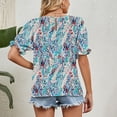 thumbnail image 5 of IROINNID Women Round- Neck Floral Print Pleated Short Sleeve Comfy Blouse, 5 of 5