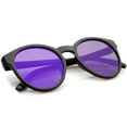 thumbnail image 4 of sunglassLA Unisex Modern P3 Keyhole Bridge Round Mirror Flat Lens Horn Rimmed Sunglasses (Matte Black / Purple Mirror) - 49mm, 4 of 4