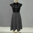 thumbnail image 5 of Gamivast Midi Dresses for Women Dot Graphic Vintage Bow Party Dress Retro Cocktail Party Swing Dresses with Cap Sleevess Fitted & Flare Midi Dress, 5 of 5
