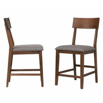 Sunset Trading 24" Mid-Century Wood Bar Stools in Danish Walnut (Set of 2)