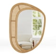 thumbnail image 1 of Gymax Rattan Wall Mirror w/ Wooden Frame Farmhouse Hanging Mirror for Bathroom Entryway, 1 of 9