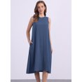 thumbnail image 4 of DARING DIVA Linen Sleeveless Dress Small Navy, 4 of 7
