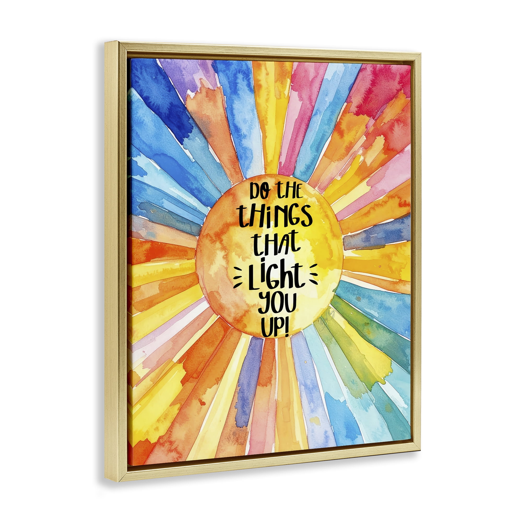 Stupell Industries Things That Light You Up Gold Framed Floater Canvas Wall Art, design by Shelly Craig