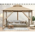thumbnail image 5 of ABCCANOPY 11'x11' Patio Gazebo With Mosquito Netting and Double Soft Roof Canopies for Shade and Rain,Khaki, 5 of 8