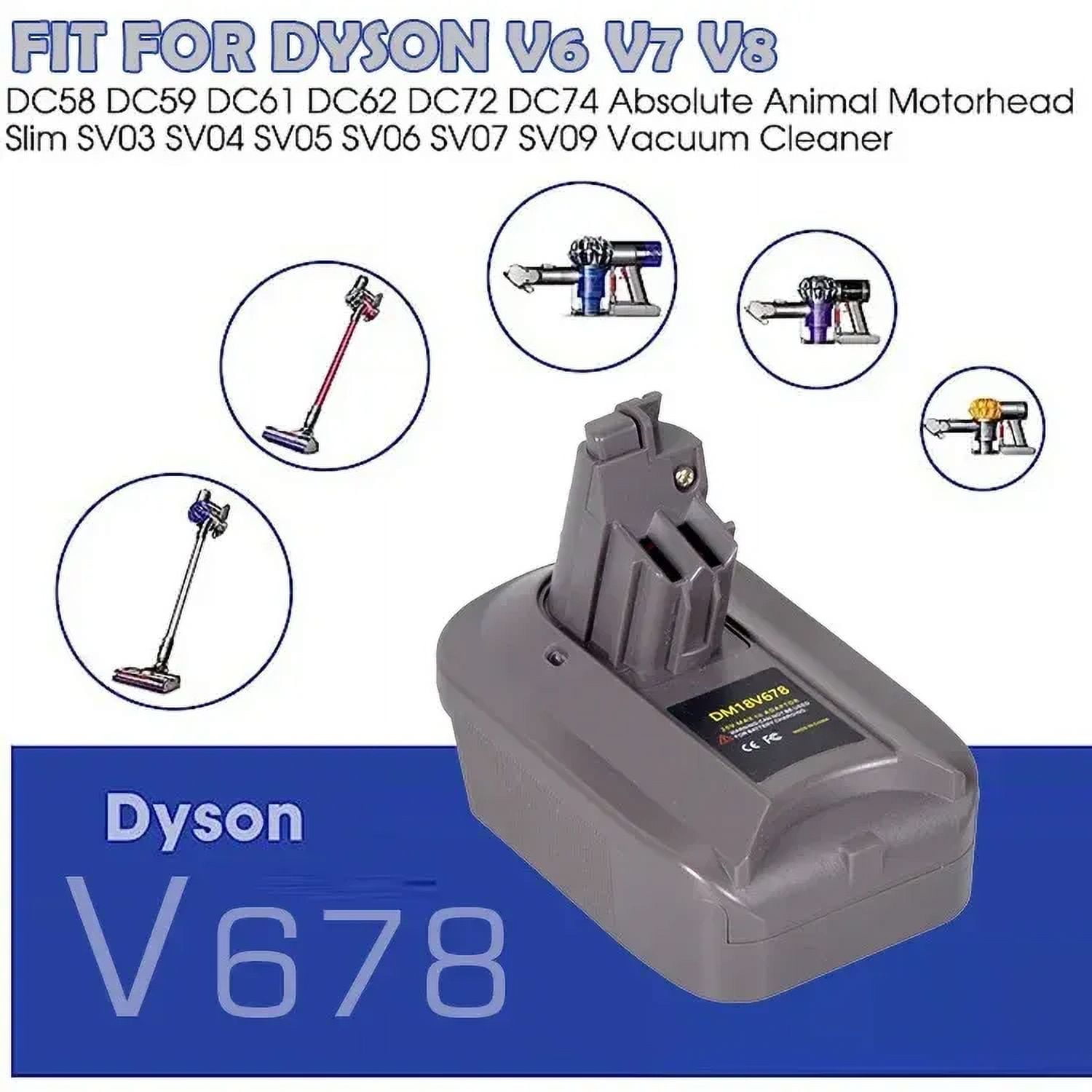 Suitable for Makita/Bosch/Dewalt/Milwaukee Battery DM18V678 BMV678 Battery Adapter Converter for Dyson V6 V7 V8 Battery Adapter