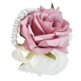 thumbnail image 3 of Pulsera de ramillete de muñeca artificial para dama de honor, flor de muñeca nupcial, para aniversario de boda, color rosa, 3 of 8