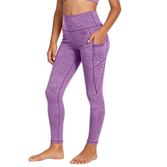 WQNVRNR Girls Workout Leggings- Casual Tummy High Waist Comfort Stretch Running Athletic Yoga Pants with Pockets Purple Size 12