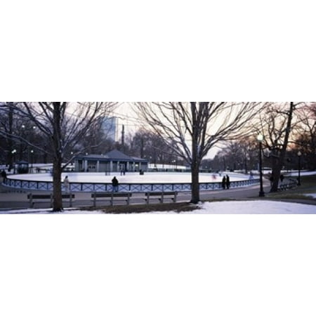 Group of people in a public park Frog Pond Skating Rink Boston Common Boston Suffolk County Massachusetts USA Canvas Art - Panoramic Images (36 x