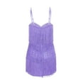 thumbnail image 5 of Bigersell Tank Dresses for Women Fashion Women V-Neck Solid Color Tassel Sleeveless Dress Short Skirt Women's Plus Cocktail Dress Style 32910, Female Above Knee Dresses Purple XL, 5 of 8