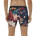 thumbnail image 4 of Salouo Colorful Flower Peacock Pattern Men's Boxer Briefs, Soft & Breathable Underwear Elastic Waistband Briefs for Men,1-Pack, 4 of 7
