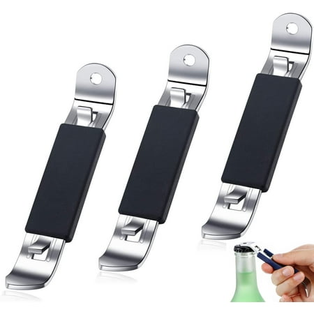 

Magnetic Bottle Openers Classic Stainless Steel Punch Opener Can Tapper Bottle Opener with Magnet(Black 3 Pieces)