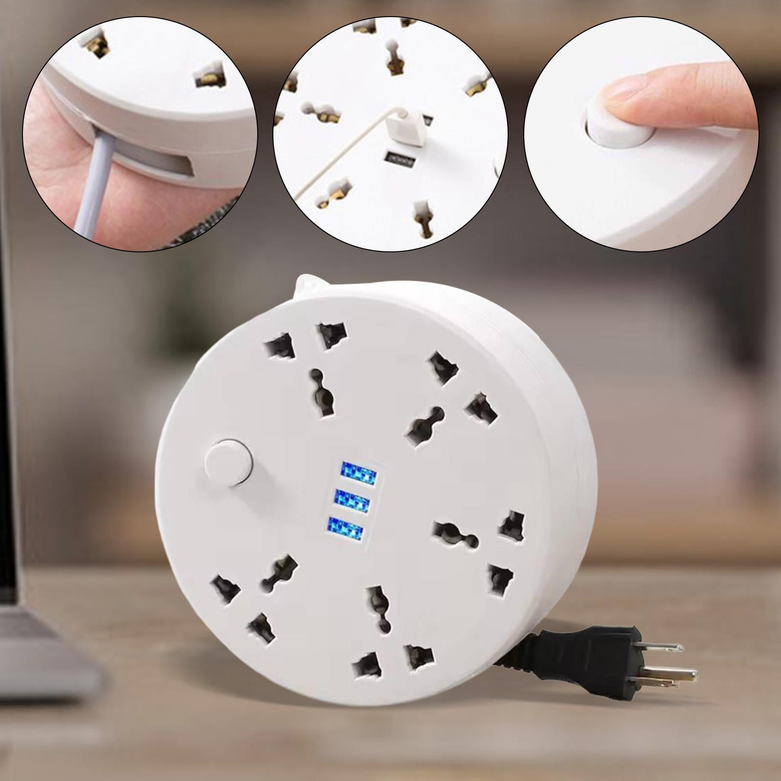 Power Strip Extension Board Extension Cord with Retractable 2 Meter Cord for Home Office Desk and Bedroom