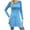 Blue, variant on Mikilon Womens Side Slit Long Shirts Round-Neck Long Sleeve Nipped Waist Slim Long Tops