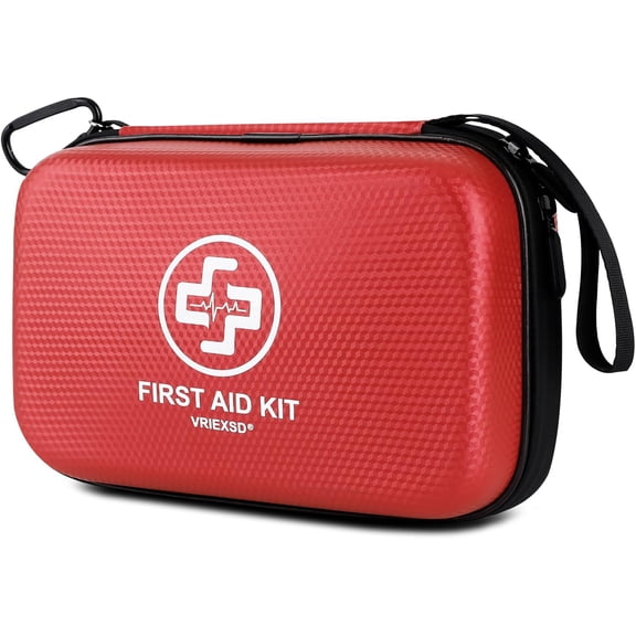 Premium First Aid Kit, 320 Piece Waterproof Hard Shell Eva First Aid Kit for Home, Camping, Cars, Hiking, Travel, Businesses & Outdoor Emergencies - Emergency Medical Kits (Red)