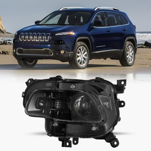 For Jeep Cherokee 2014-2018 Left Side Halogen Black Headlight Projector Headlamp