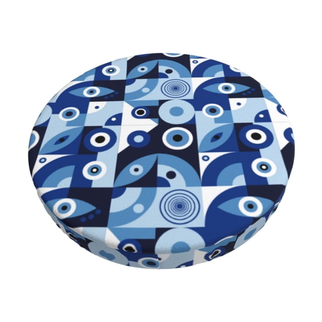 Disketp Evil Eye Funda Redonda para Taburete, Funda de Cojín para Silla de Bar Suave y Elástica-12 inch