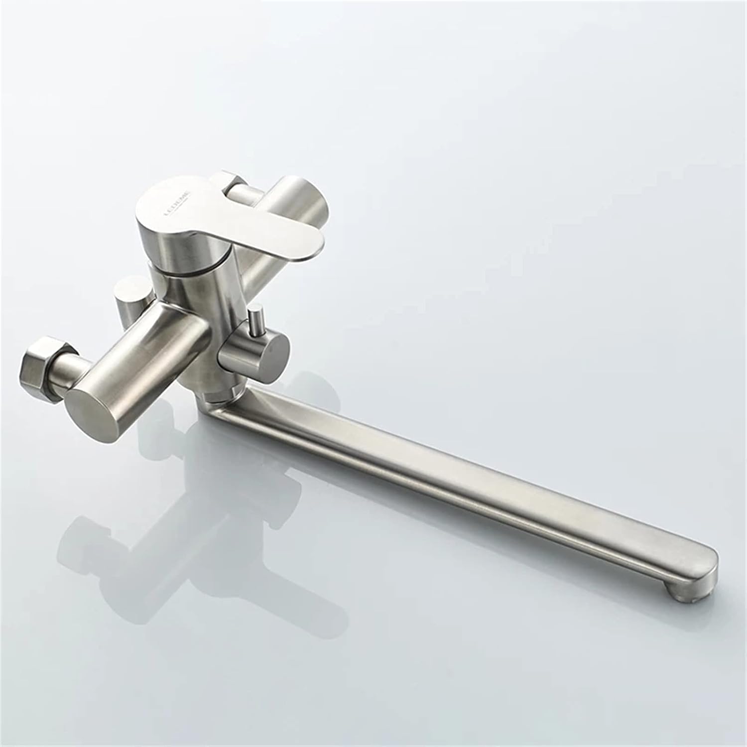 Bathtub Faucet Water Mixer Tap with Hand Shower, Single Holder Dual Control Stainless Steel Bathroom Faucets with Long Outlet