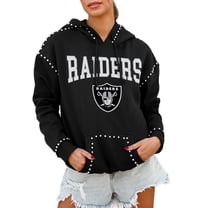 Women's Gameday Couture Black Las Vegas Raiders Oversized Catch the Vibe Studded Pullover Hoodie