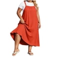 thumbnail image 2 of XiYing Robes pour Femmes, Robe Maxi Décontractée de Mode pour Femmes Grande Taille à Encolure Carrée avec Boutons, Bretelles, Dos Plissé et Détails de Buste,, 2 of 8