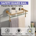 thumbnail image 3 of Bathroom Glass Shelf Brushed Gold Finish with Towel Rack, SUS304 Stainless Steel, 16-inch Tempered Glass Shelves for Wall, 3 of 4