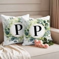 thumbnail image 2 of Letter P Pillow Covers 2 Pack Alphabet Green Eucalyptus Leaves Plant Simple Pillowcase Waterproof Outdoor Throw Pillow Cover for Patio Garden Square Cushion 20”x20”, 2 of 9