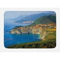 thumbnail image 1 of Big Sur Bath Mat, Photo of an Aerial Vista Scene of California Coast High Mountains, Plush Bathroom Decor Mat with Non Slip Backing, 29.5" X 17.5", Sea Blue and Multicolor, by Ambesonne, 1 of 2