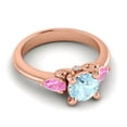 thumbnail image 3 of 2.50 Carat Round Cut Aquamarine & Pink Sapphire Gemstone Beautiful 3 Stone Bridal Ring for her 18K Rose Gold Size 4.5 by Diamond-Capitals, 3 of 8