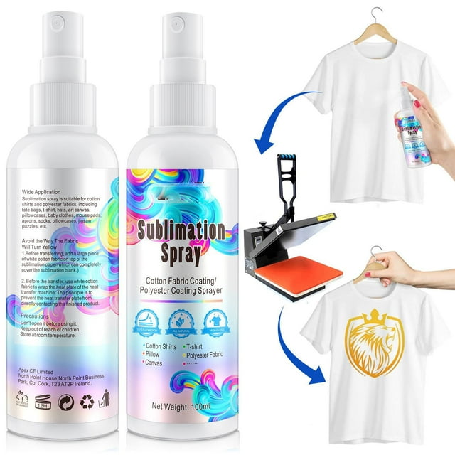 Ikeay Sublimation Spray Sublimation Coating for Cotton Shirts Spray All Fabrics Including Polyester Carton Canvas Quick Drying and Super Adhesion High Gloss Bright 100Ml