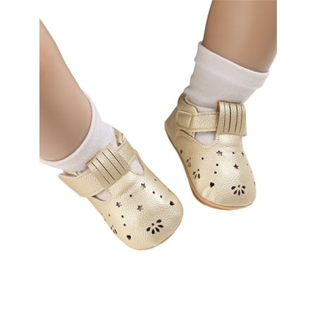 

Amuver Baby Girls Princess Shoes Soft PU Leather Hollowed Non-slip Bottom Casual Flats Shoes