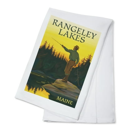 Rangeley Lakes, Maine - Fly Fishing Scene - Lantern Press Artwork (100% Cotton Kitchen