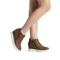 thumbnail image 3 of Dream Pairs Women's Platform Casual Sneaker Ankle Booties Wedge Ankle Boots WEDGE-SNKR-2 BROWN Size 8, 3 of 5