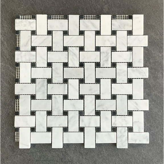10 Sheets of 1" x 2" Marble Basketweave Mosaic Wall & Floor Tile