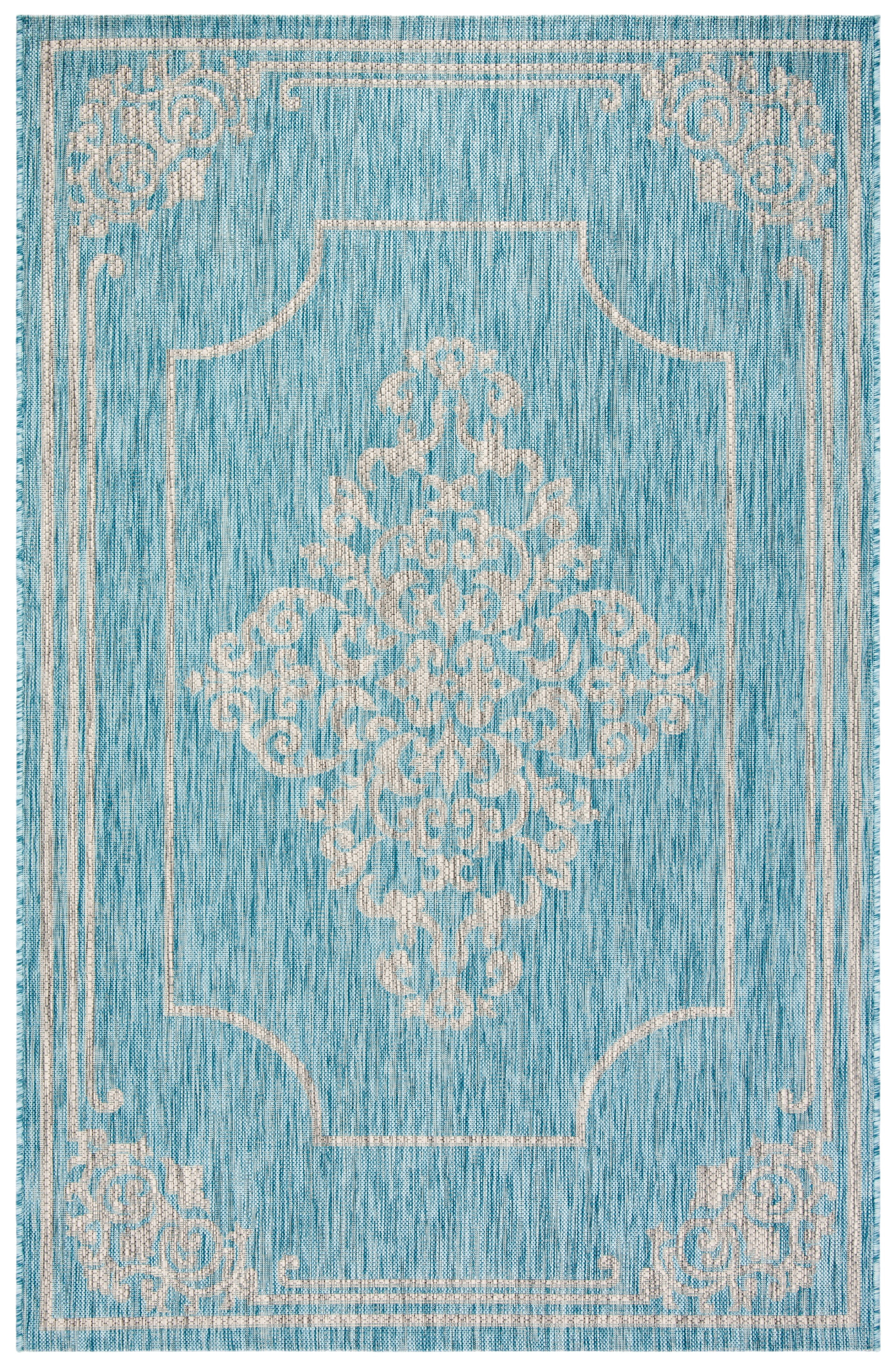 Safavieh Courtyard Lula Oriental Indoor/Outdoor Area Rug, Aqua/Gray, 5'3" x 7'7"
