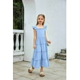 thumbnail image 4 of Arshiner Girls Maxi Summer Short Flutter Sleeve Casual Dress with Pockets for 10-11 Years, 4 of 6