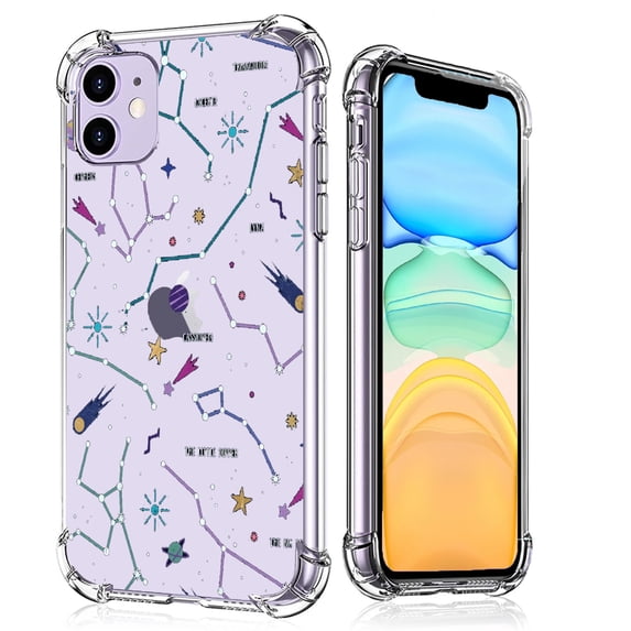 Space Stars Clear Case for iPhone 11,Aesthetic Art Design Case for Men Women,Unique Soft Transparent TPU Bumper Case Cover
