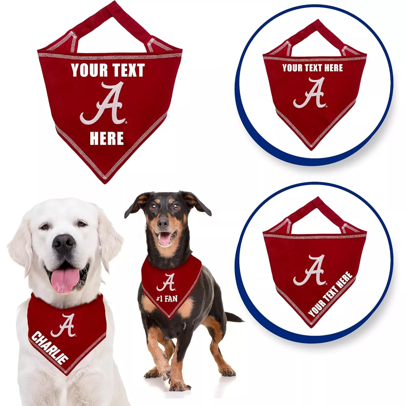 Pets First NCAA Personalized Tie Bandana for Dogs & Cats Sporty Dog Bandana