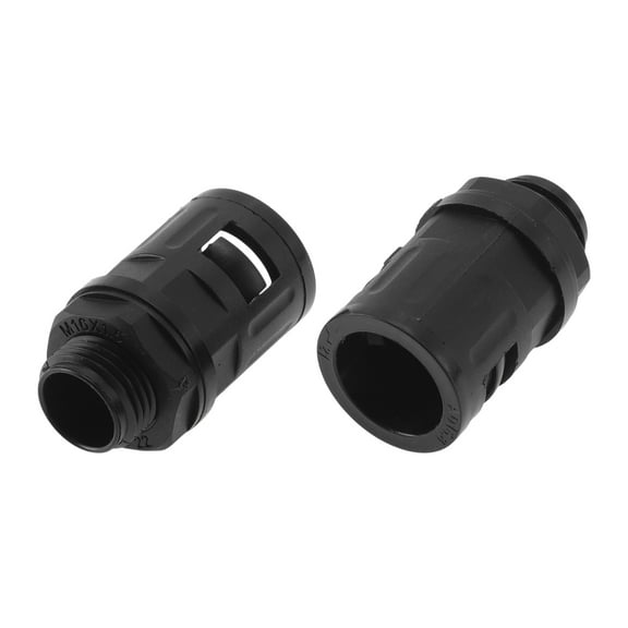 M16x1.5 Cable Glands 15.8mm / 0.62" Bellows Quick Connector Straight PA6 Nylon Black 2 Pcs
