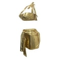 thumbnail image 5 of 2 Piece Skirt Sets for Women Solid Strappy Cropped Top Metallic Finish Stretchy Skirt Nightclub Suit Womens 2 Piece Outfits Summer Gold L, 5 of 5