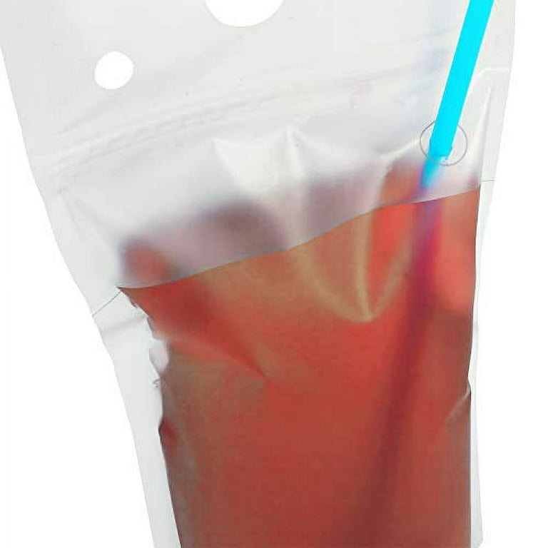 40PCS Drink Pouches for Adults, Drink Pouches with Straw Smoothie Bags  Juice Pouches with 40 Drink Straws, Heavy Duty Hand-Held Translucent  Reclosable