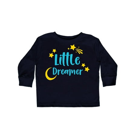 

Inktastic Little Dreamer Moon Shooting Star - Blue Yellow Gift Toddler Boy or Toddler Girl Long Sleeve T-Shirt