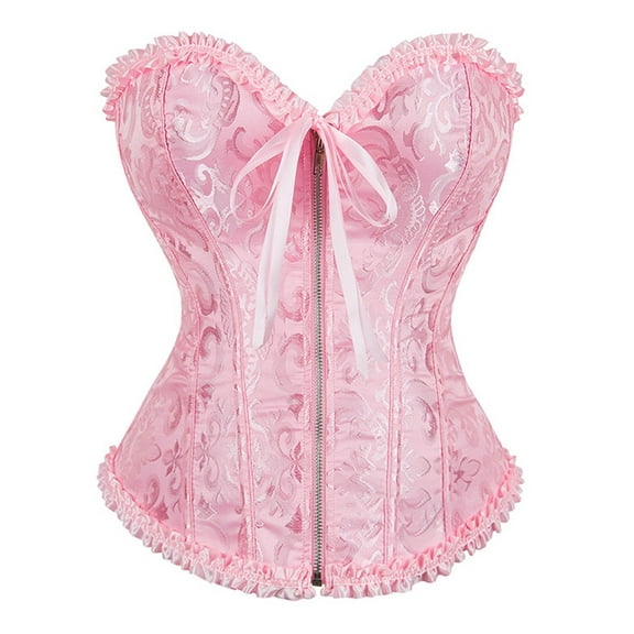 Gkeoshab Shapewear for Women Corsets for Women Renaissance Floral Lace up Boned Overbust Corset Bustier Shapewear Shapewear Pink XS