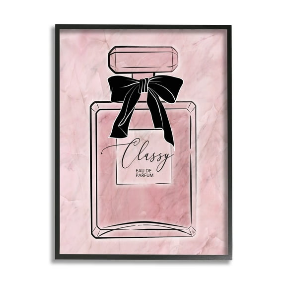 Stupell Industries Classy Pink Perfume Beauty & Fashion Painting Black Framed Art Print Wall Art, 11 x 14