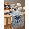 thumbnail image 3 of Coastal Octopus Burlap Cotton Table Runner 14x72 Inches Long, Ocean Nautical Conch Coral Fish Shells Farmhouse Table Runners, Outdoor Dining Tablecloths Decor for Baby Shower/Party/Wedding, 3 of 6
