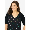 thumbnail image 4 of Woman Within Plus Size Elbow Sleeve V-Neck Baseball Tee, 4 of 4