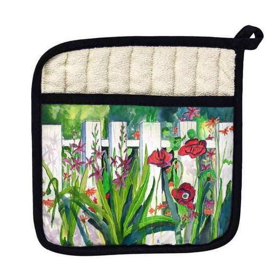 Betsy Drake PT376 Fence & Flowers Pot Holder