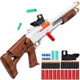 thumbnail image 1 of Escopeta de bala blanda Toy Gun Models Foam Blasters (33 pulgadas), diseño de expulsión de carcasa vacía [con 10 cartuchos y 40 dardos blandos] perfecta para jugar en interiores y exteriores (marrón), 1 of 7